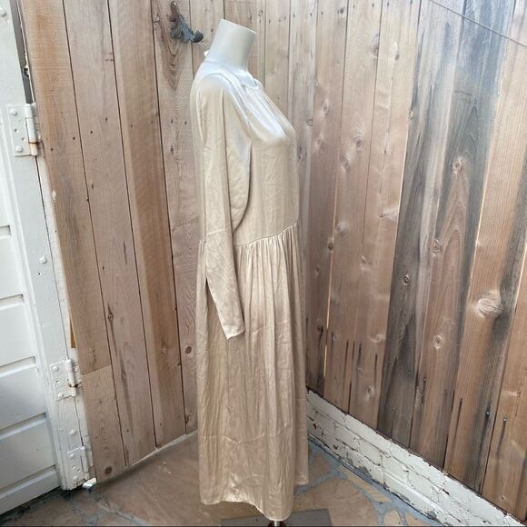 H&M satin finish cream color maxi dress size medium - Picture 5 of 12